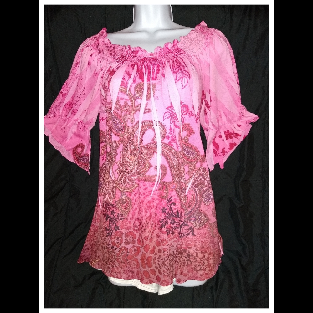 NEW DIRECTIONS off-shoulder top with bling